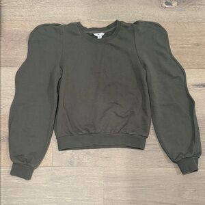 Army Green Puff Sleeve Sweatshirt